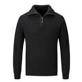 Men's Solid Color Thick Stand Collar Half Zip Pullover Sweater 57203843X