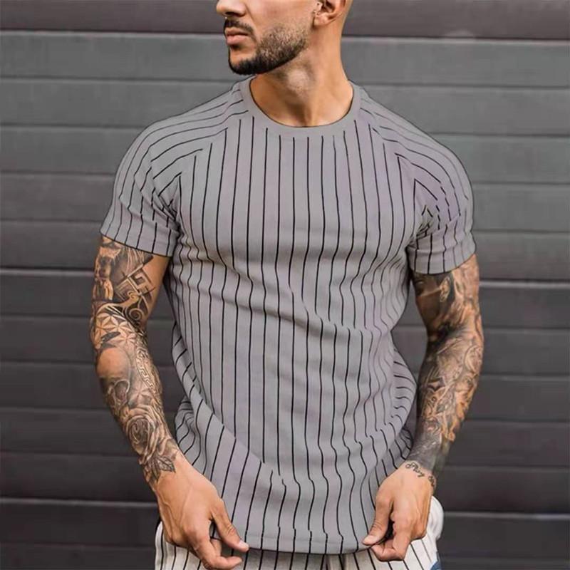 Men's Casual Striped Round Neck Short Sleeve T-Shirt 35956473TO