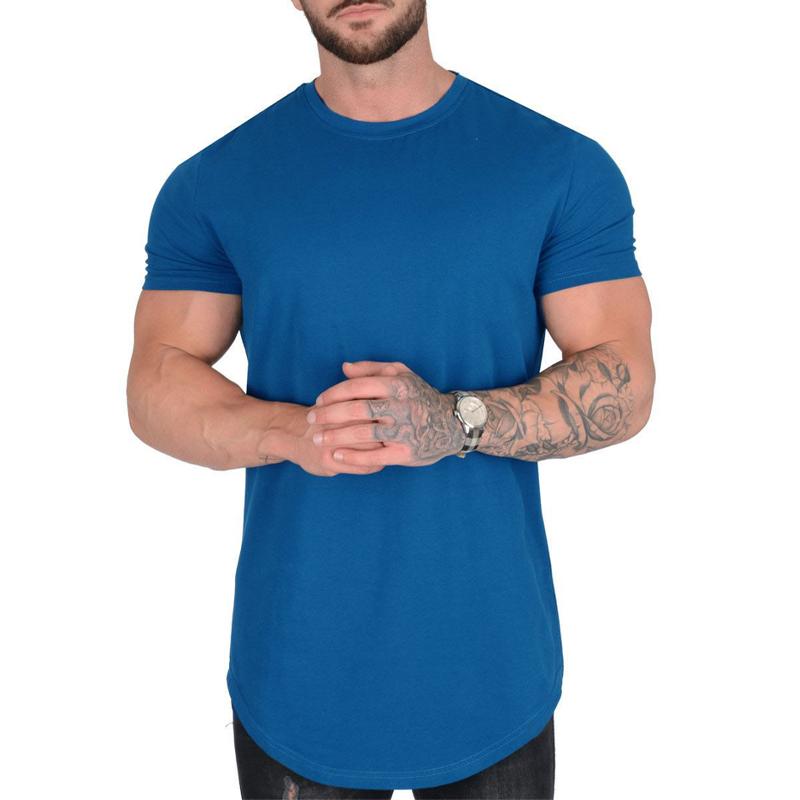 Camiseta de manga corta con cuello redondo y holgado de color liso para hombre 45316034X