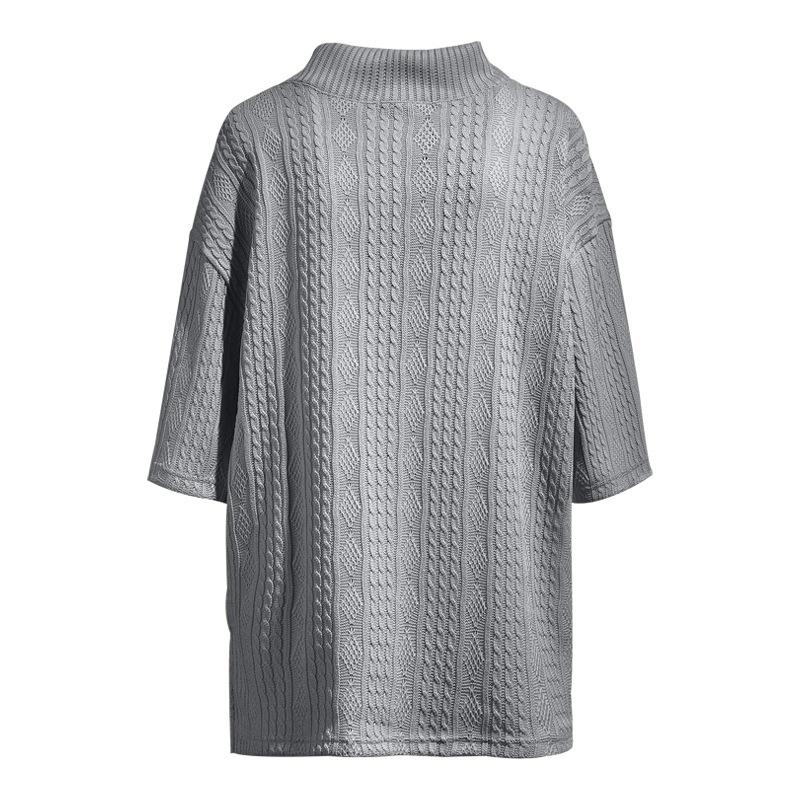Men's Solid V Neck Jacquard Knitwear Half Sleeve T-Shirt 58987882Z