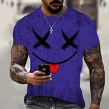 Men's Fun Smiley Print Round Neck Short-sleeved T-shirt 86775492X