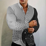 Men's Printed Single Breasted Long Sleeve Shirt 08763525X