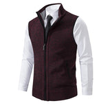 Men's Stand Collar Sleeveless Knitted Fleece Vest (without shirt)07402474X