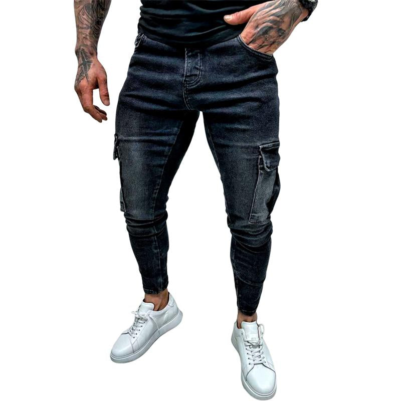 Jean multi-poches vintage vieilli pour homme 55802294X