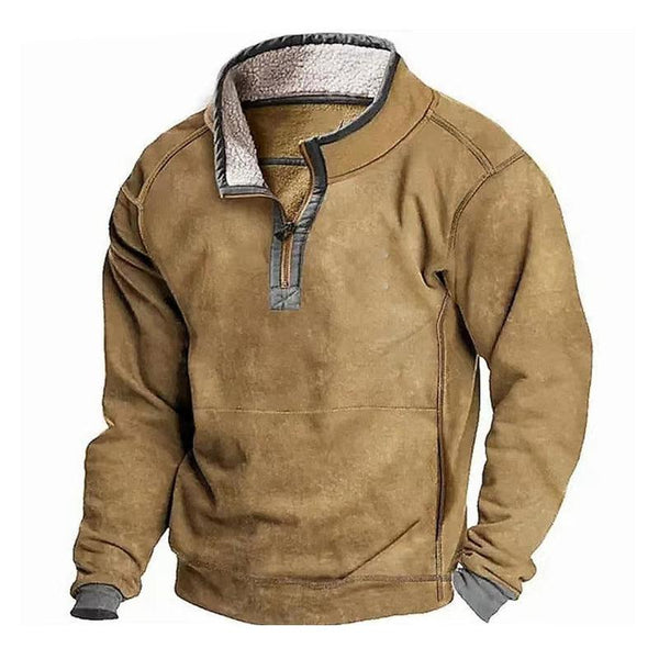 Men's Colorblock Fleece Stand Collar Zip Sweatshirt 89558436X