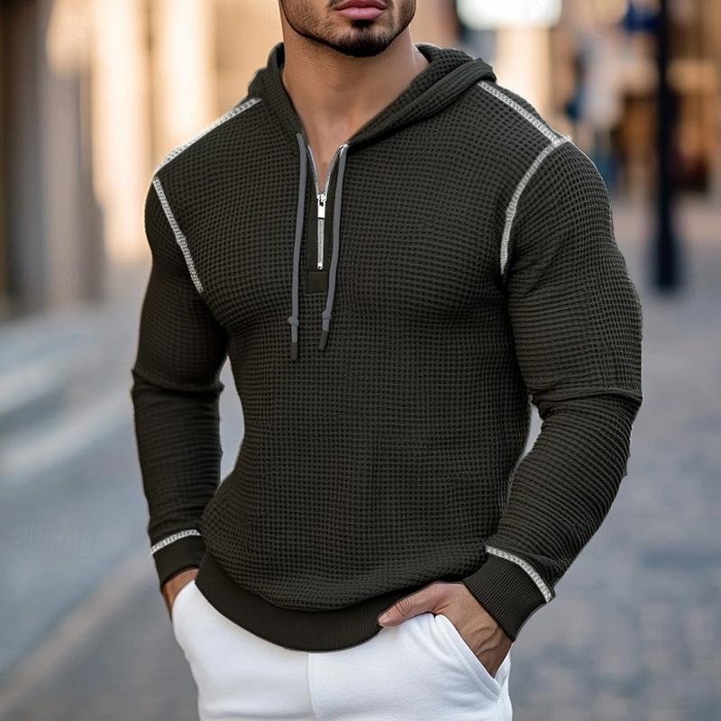 Men's Waffle Casual Zip-Up Hoodie 83890929X