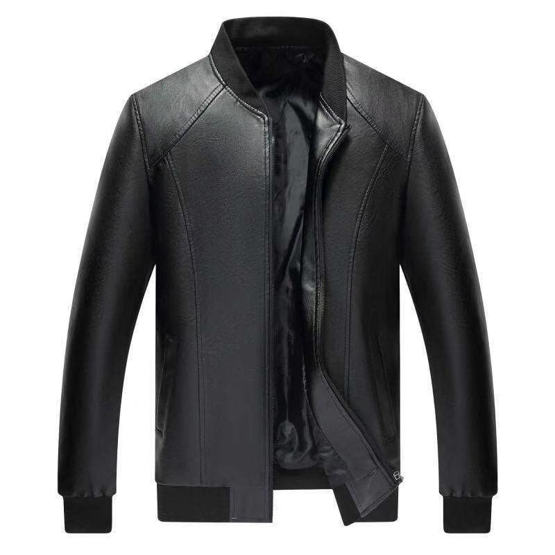 Men's Classic Casual Stand Collar Zipper Leather Jacket 12912787K