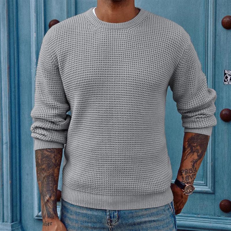 Men's Solid Color Round Neck Pullover Knitted Sweater 54564664X