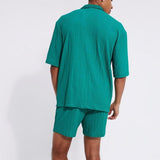 Men's Solid Color Casual Sports Short-sleeved Two-piece Set 22681553X