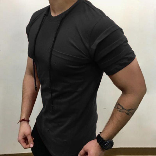 Men's Casual Pleated Short-sleeved T-shirt 96414850TO