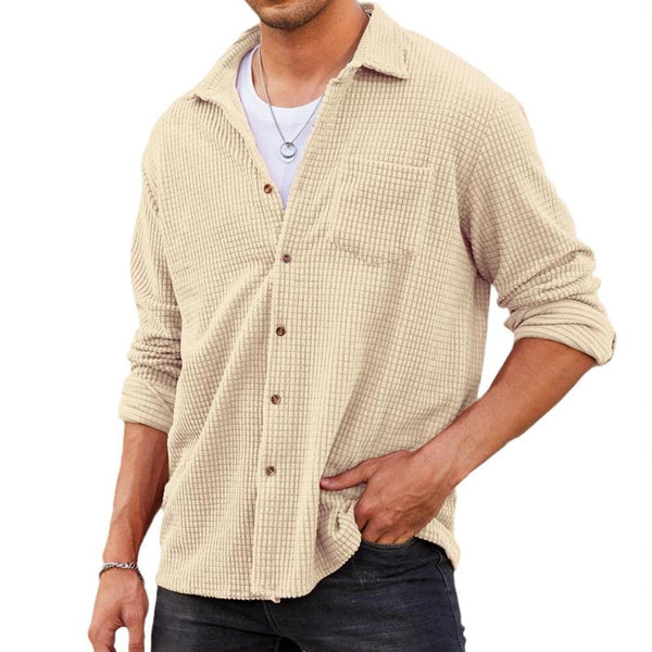 Men's Casual Long Sleeve Waffle Shirt 06934600X