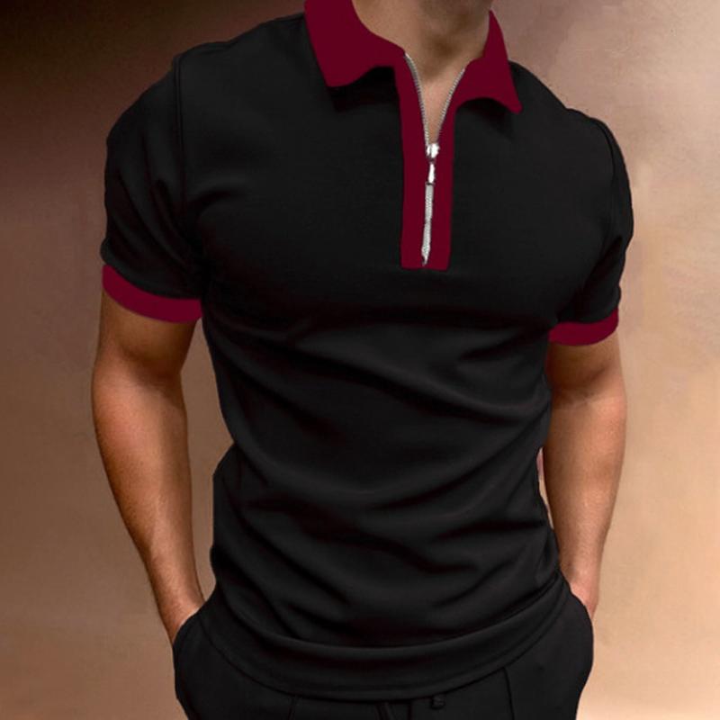 Men's Slim Fit Zip-up Lapel Polo Shirt 74130620U