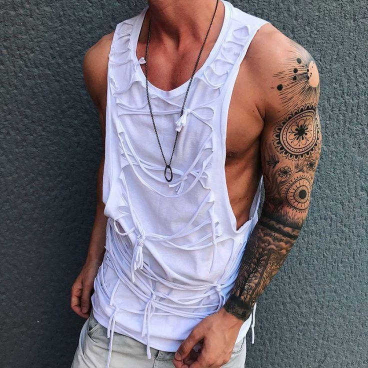 【Envío en 24 horas】Camiseta sin mangas informal con cuello redondo para hombre 04486224TO