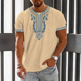 Men's Retro Print Casual Loose Printed Short Sleeve T-Shirt 87357758X