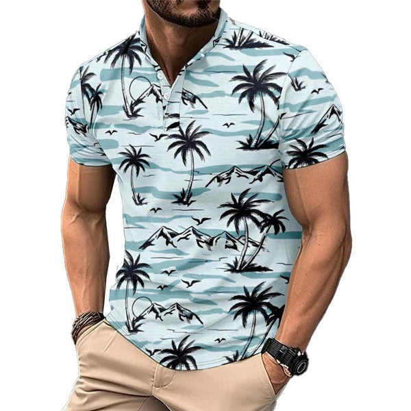 Men's Hawaiian Palm Print Short Sleeve T-Shirt 49400427X