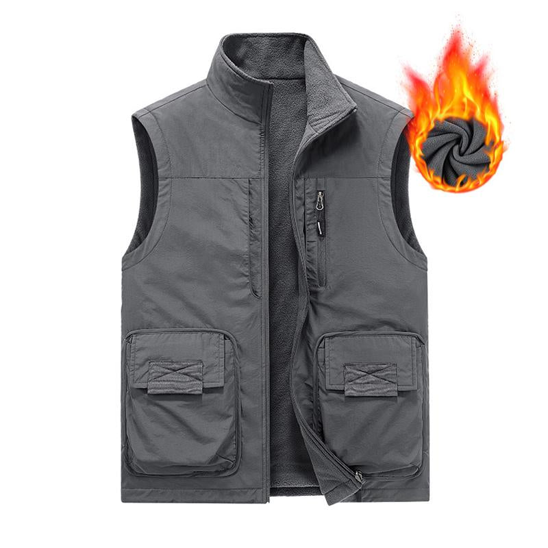Men's Vintage Polar Fleece Reversible Multi-Pocket Vest 93907674Y
