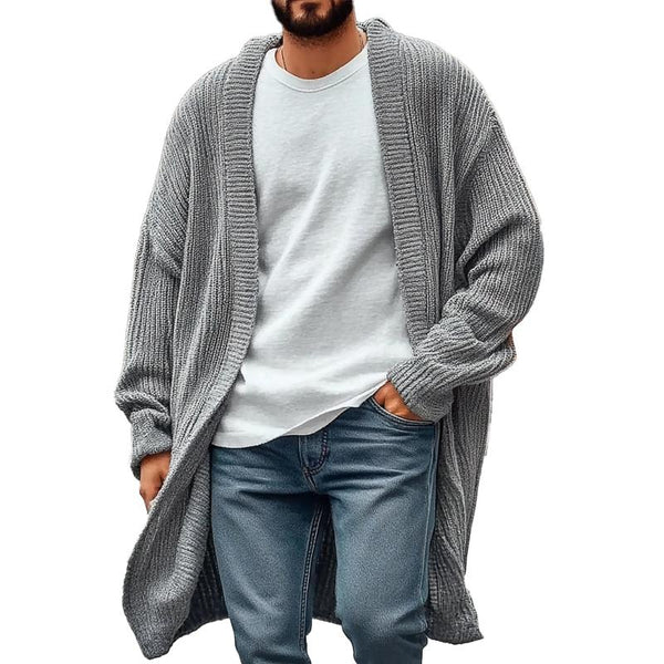 Men's Casual Solid Color Loose Knit Cardigan 80600283X