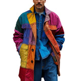 Men's Retro Rainbow Plaid Lapel Thin Jacket 86140412X