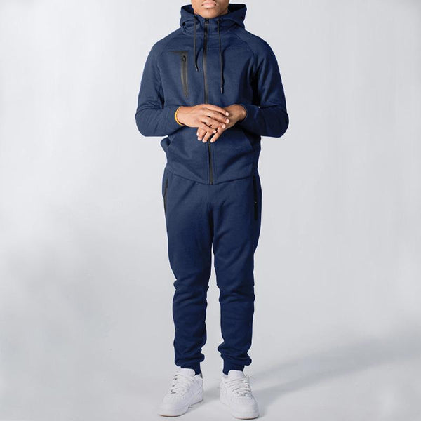 Men Casual Sports Solid Color Hooded Sweatshirts Pants Set 77866452Y