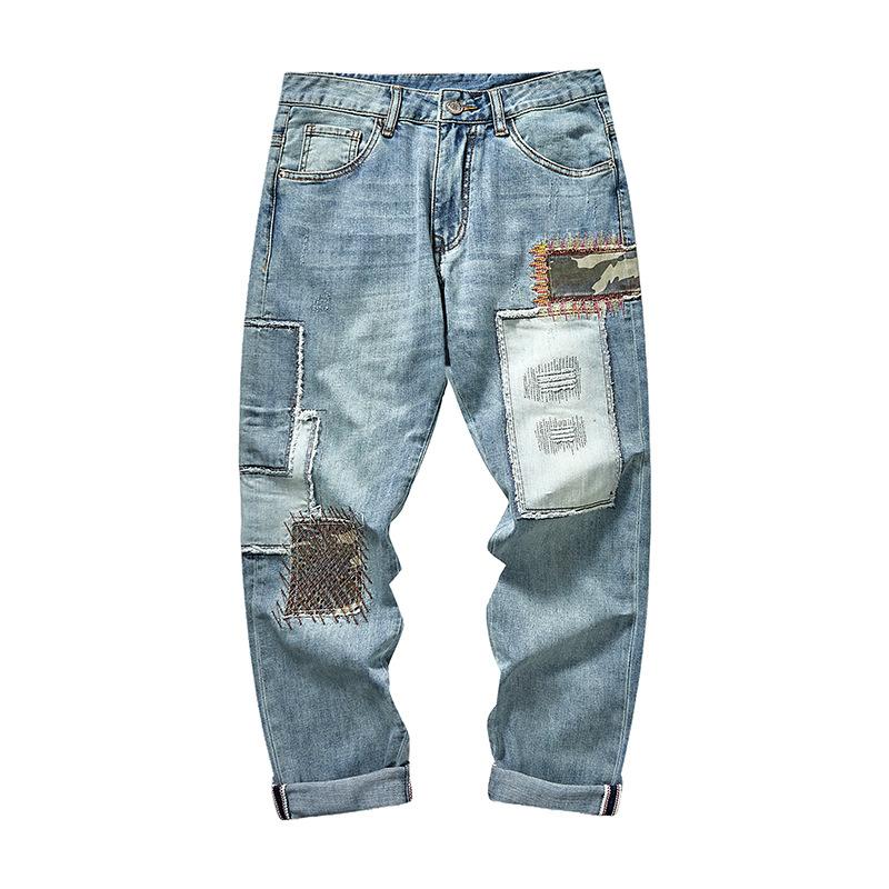 Jeans da uomo patchwork ricamati 86112741Y