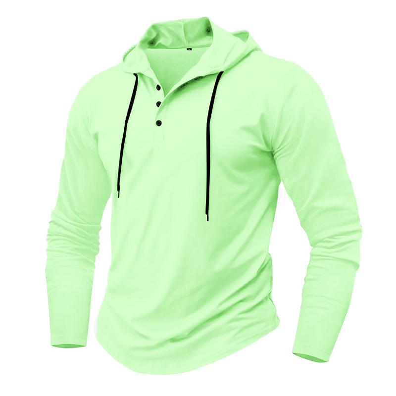 Men's Casual Solid Color Loose Long Sleeve Hoodie 50305630X