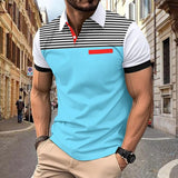 Men's Casual Striped Print Short Sleeve Polo Shirt 18103194Y