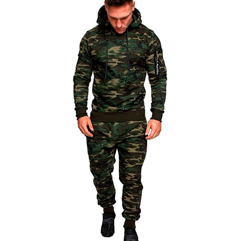 Men's Camouflage Casual Hoodie and Pants Set 61825146U