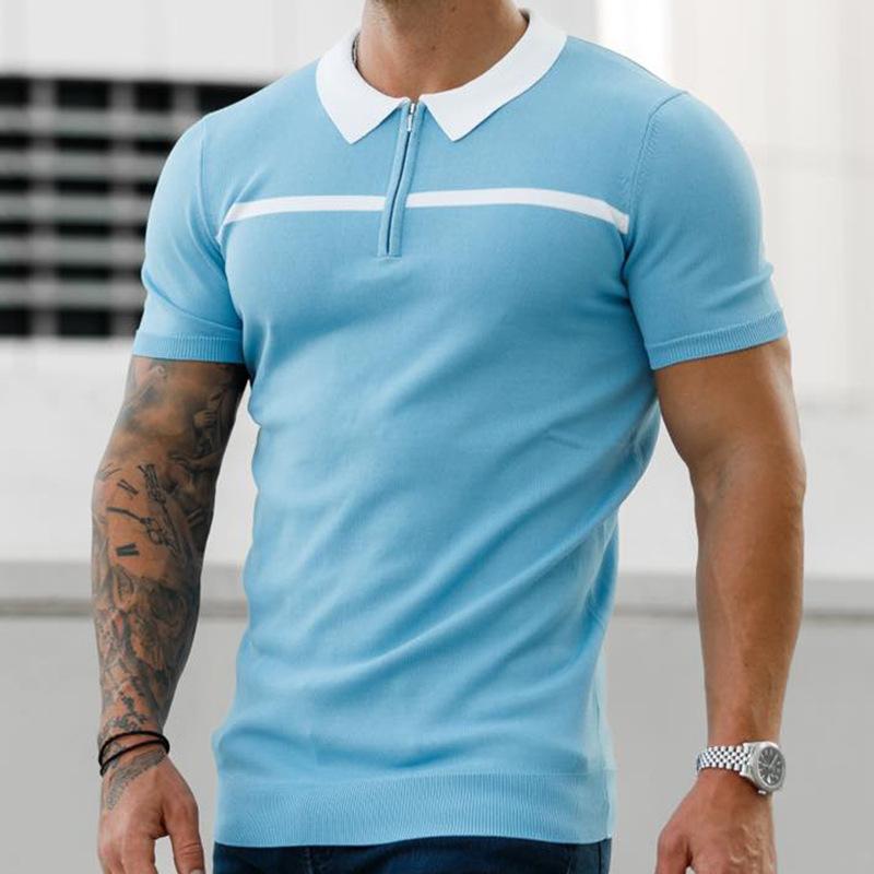 Men's Casual Striped Short-sleeved Polo Shirt 24602011TO