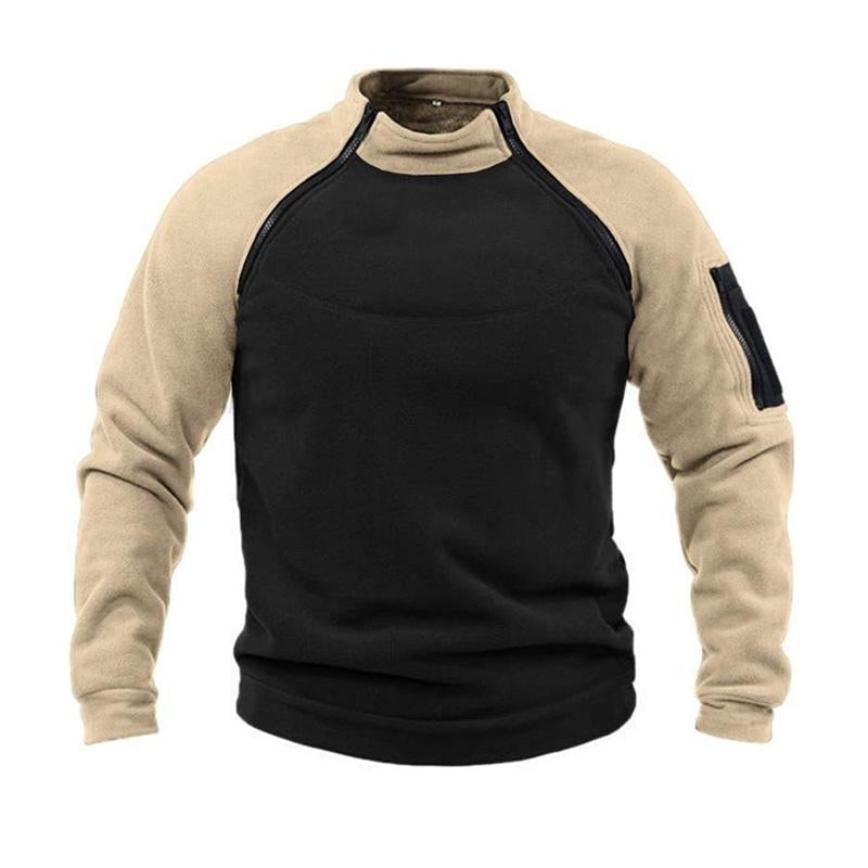 Men's Loose Double Sleeve Stand Collar Warm Breathable Sweatshirt 44925945U