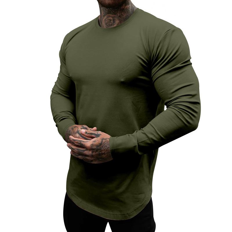 Men's Casual Cotton Blended Round Neck Slim Fit Long Sleeve T-Shirt 69570431M