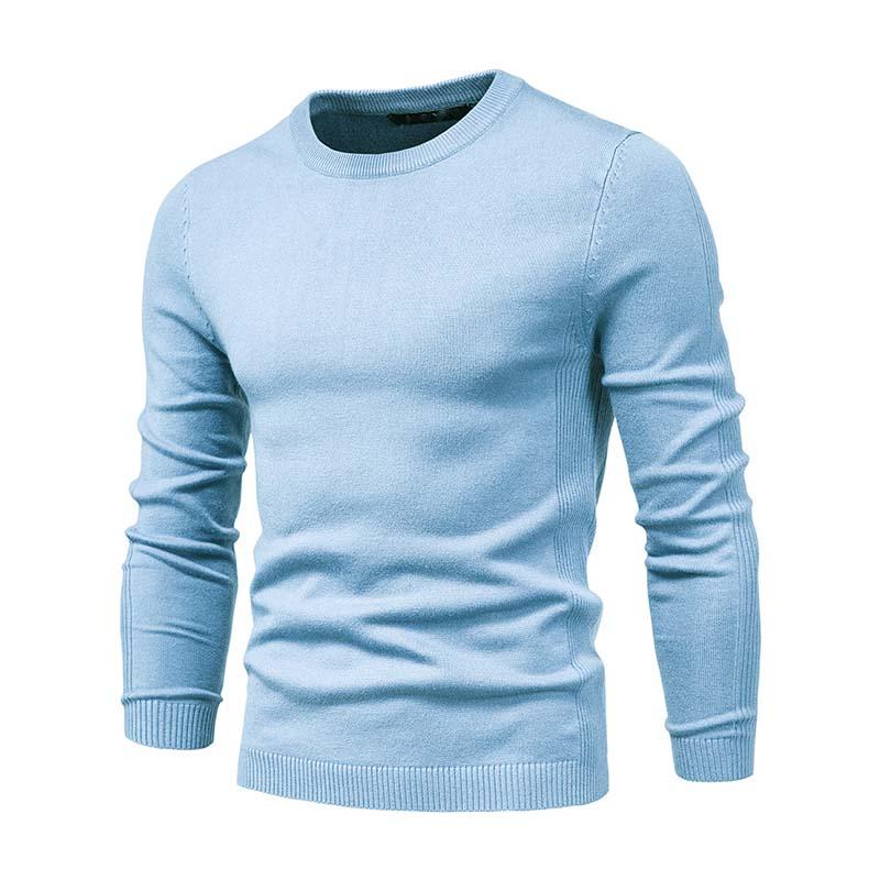 Men's Classic Casual Solid Color Round Neck Slim Sweater 81109540K