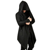 Men's Casual Hooded Irregular Hem Long Sleeve Cardigan 57193290M