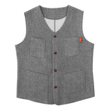 Men's Solid Color Single Breasted Retro Casual Vest 71912074X