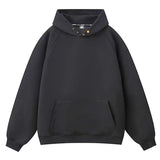Men's Casual Solid Color Button Kangaroo Pocket Pullover Hoodie 43311678M