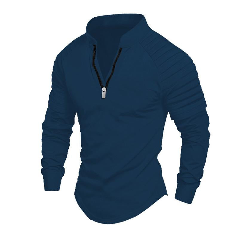 Men's Solid Color Stand Collar Half Zip Sweatshirt 31248842X