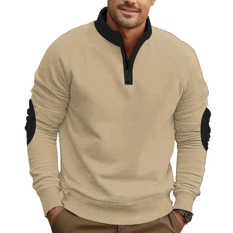 Men's Colorblock Zipper Stand Collar Long Sleeve Sweatshirt 65746116Z