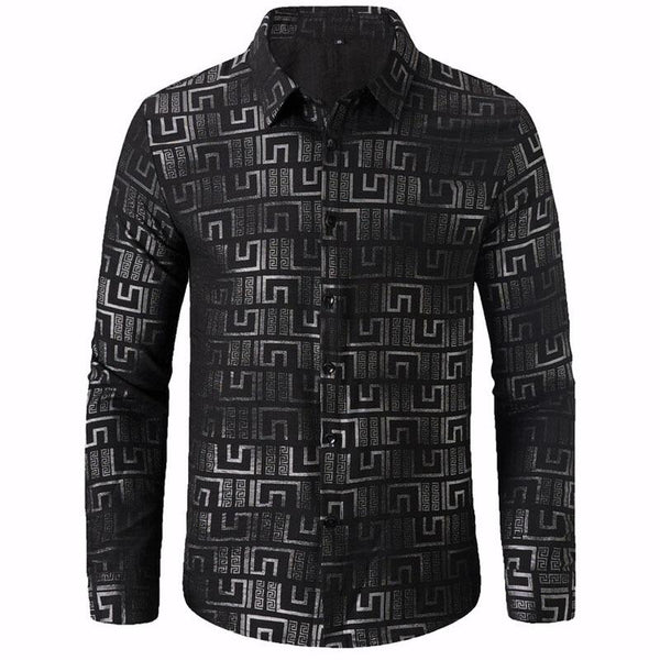 Men's Casual Printed Lapel Long Sleeve Shirt 05604936Y