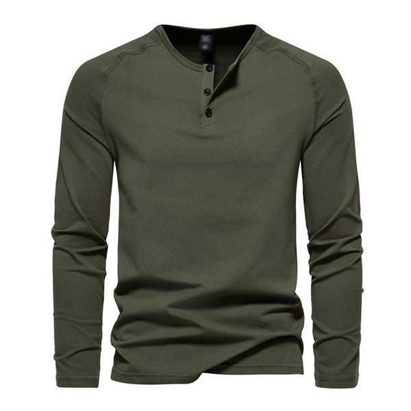 Men's Casual Solid Color Henley Collar Loose Long Sleeve T-Shirt 94745126M