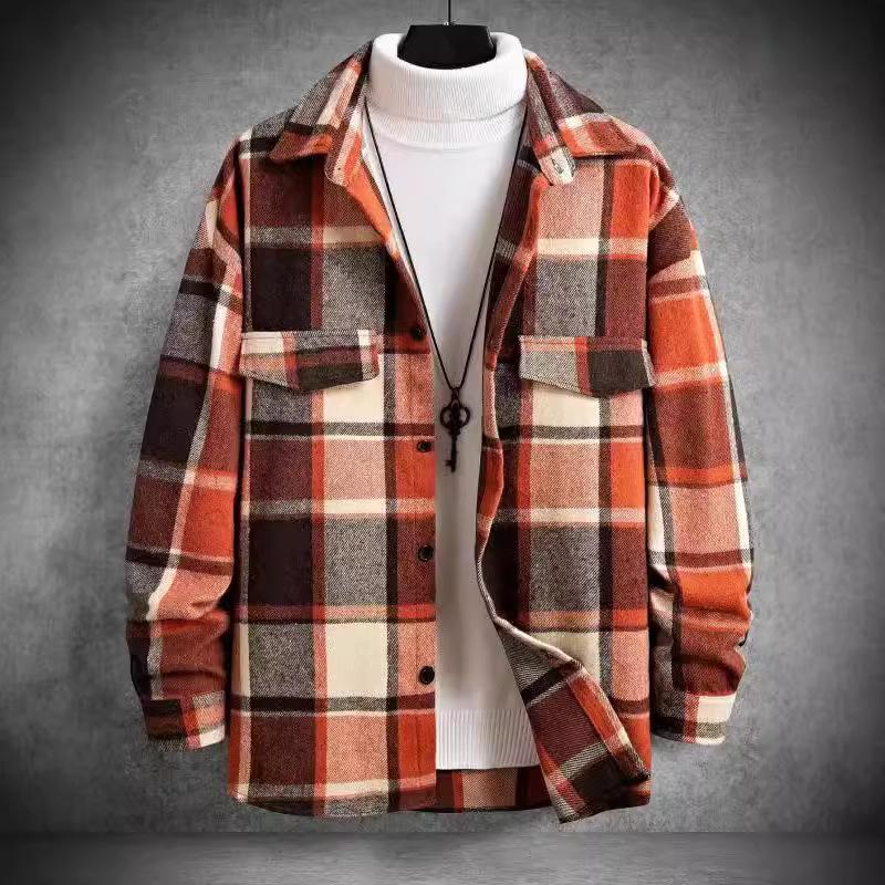 Men's Slim Fit Brushed Plaid Long Sleeve Shirt 79287686U