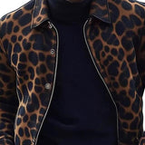 Men's Leopard Print Lapel Jacket 80827226U