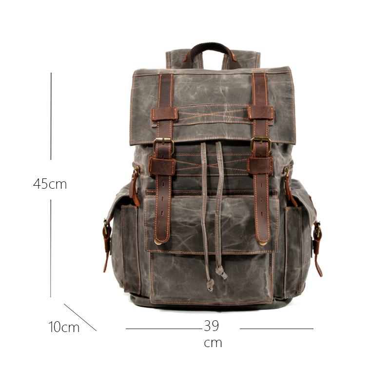 Herren-Rucksack aus Bienenwachs-Canvas im Vintage-Stil mit mehreren Taschen, 92970713Y