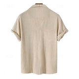 Men's Waffle Lapel Short Sleeve Printed Shirt 53962721X