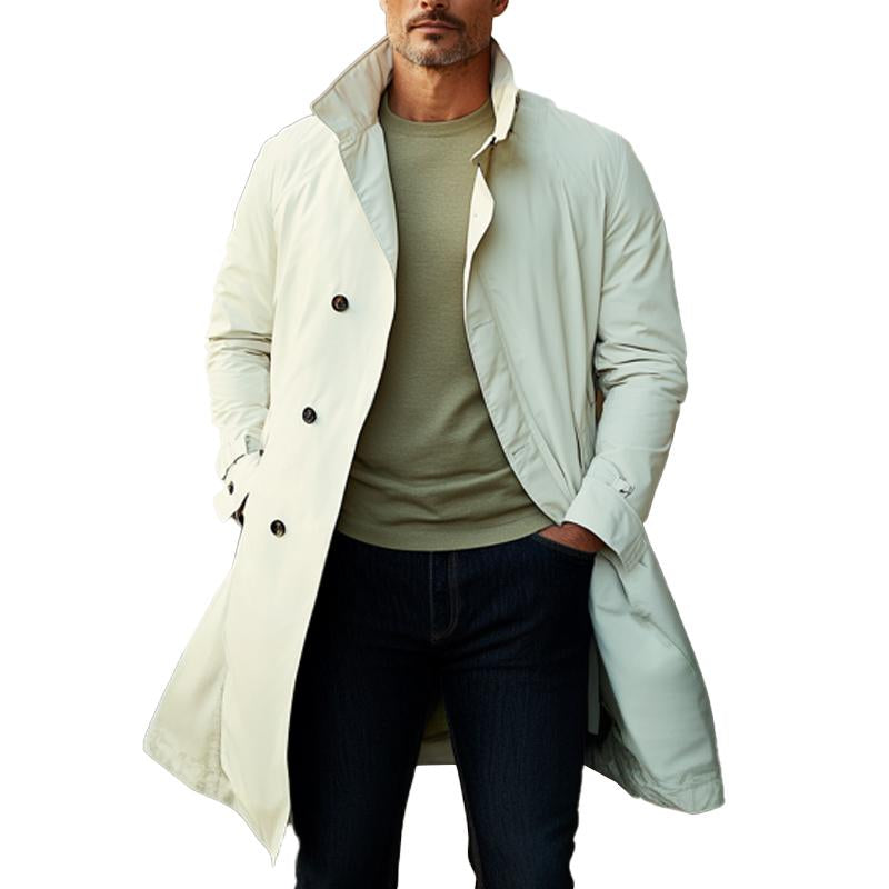 Men's Casual Lapel Single-breasted Long Trench Coat 31437983X