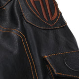 Men's Vintage Leather Multi-Pocket Statement Parka Jacket 62699047X