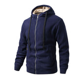 Men's Retro Casual Solid Color Polar Fleece Hooded Sweater Jacket 27457358TO