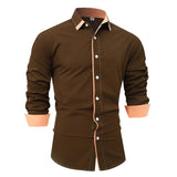 Men's Patchwork Contrasting Casual Long-sleeved Shirt 09906282X