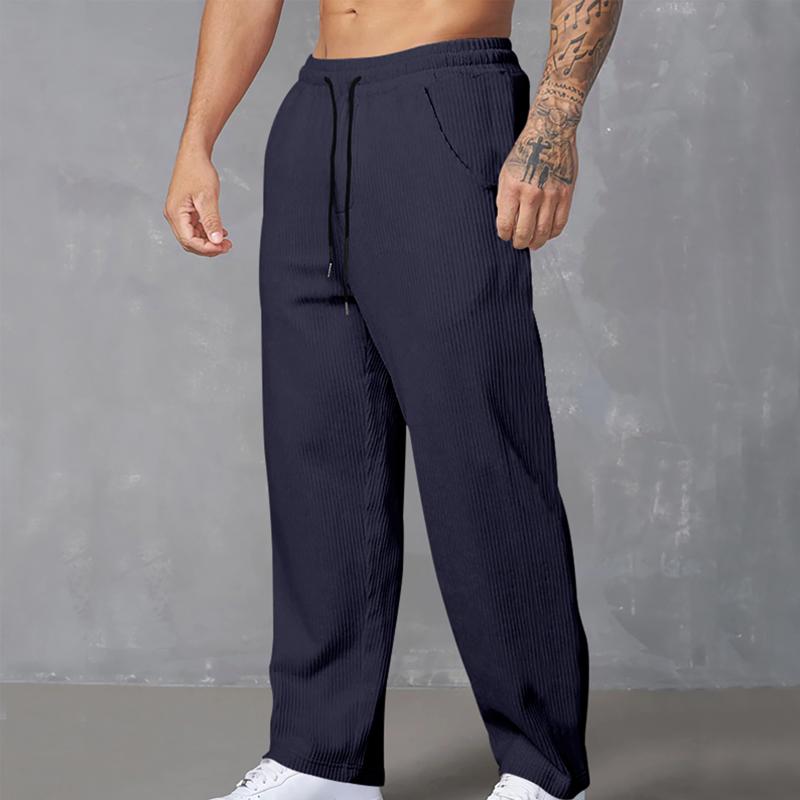 Pantalones casuales holgados de pana de color liso para hombre 61895601X