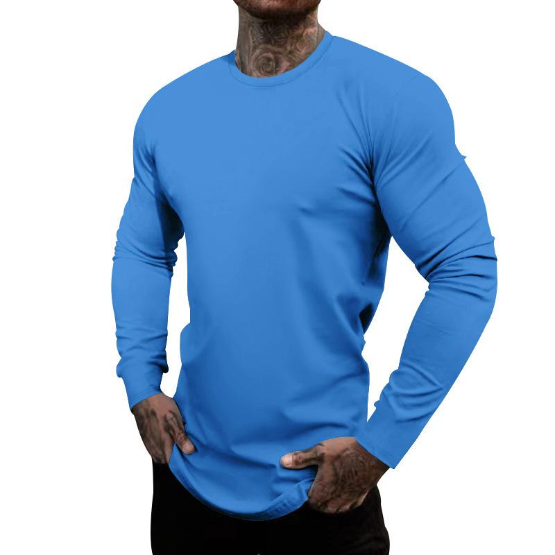 Men's Casual Cotton Blended Round Neck Slim Fit Long Sleeve T-Shirt 69570431M