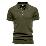 Men's Solid Color Lapel Short Sleeve Polo Shirt 07059385Z