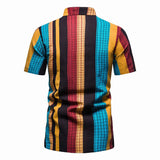 Men's Color Block Graphic Print Half Placket Short Sleeve Casual Shirt 46801541Z